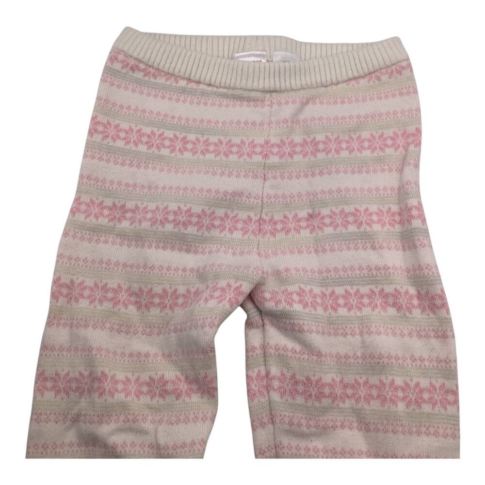 Gymboree Sweater Knit Pants Baby Girl 18-24M Pink & White Nordic Pattern Cotton - Picture 6 of 7